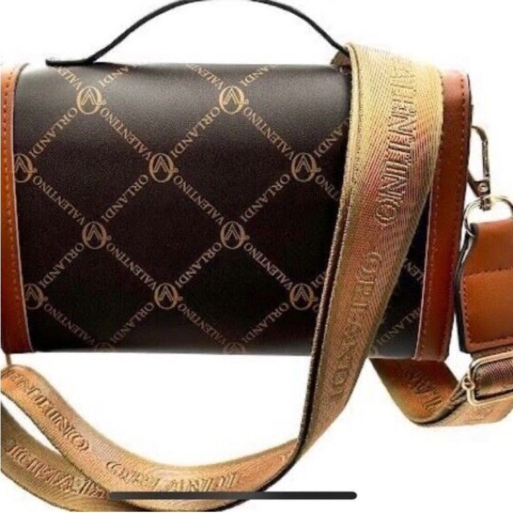 Valentino Orlandi Brown & Tan Crossbody Bag with Gold Accent - Picture 3 of 6